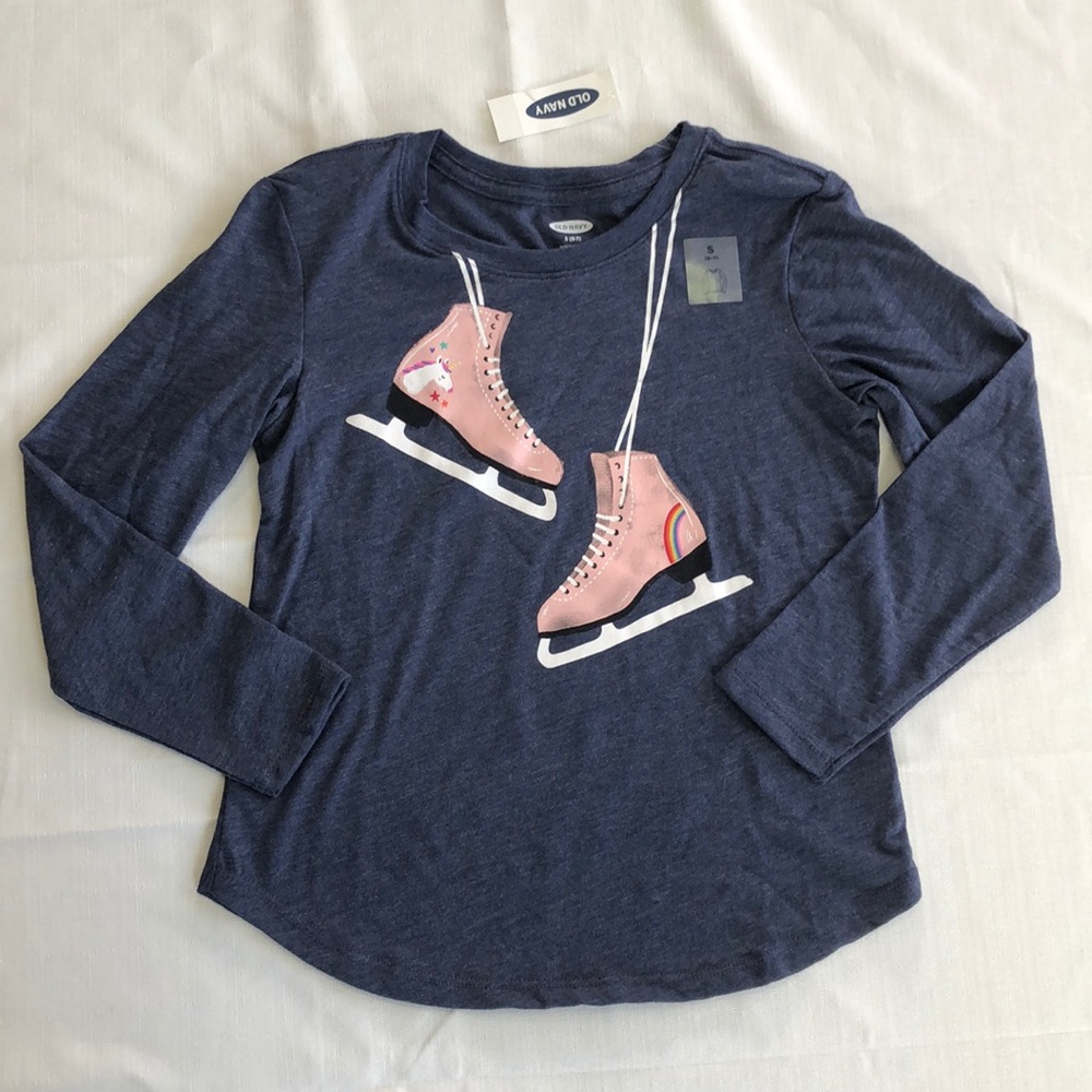 NWT girls long sleeve shirt ice skates unicorn
